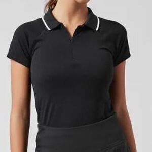 Athleta Momentum Polo Tee Seamless Black Sz S NWOT